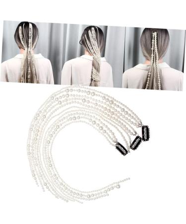 FRCOLOR Set of 2 Hair Clips with Pearl Tassel Pearl Crown Long Hair Clip Chain with Pearls Pearl Tassel Pearls Tiara Hair Clips for Women Faux Pearls White Imitation Pearls Miss Long Pearl - Buy Online on GoSupps.com