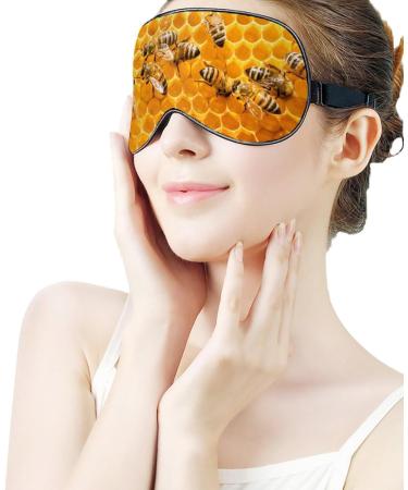 Honey Bees Hive Sleep Mask - Adjustable Blindfold for Sleeping & Travel - Men's and Women's Eye Cover for Nighttime Relaxation - Buy Online on GoSupps.com