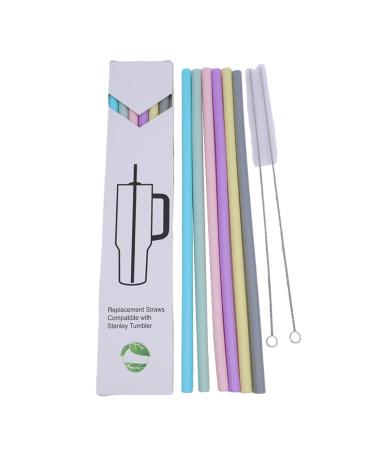 Set of 6 Reusable Straws Silicone Replacements Straw Colorful Straws with Cleaning Brush Silicone Straws Great for Cups Kitchen Supplies
