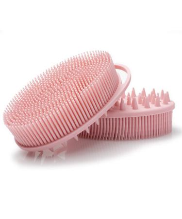 Silicone Body Brush Exfoliating Scrubber | Soft Bath Shower Brush for Kids & Adults | Pink - Buy Online on GoSupps.com