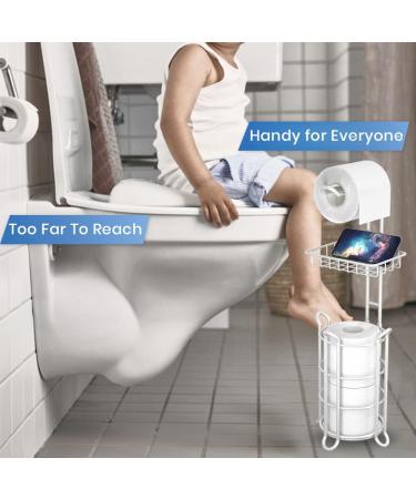 Toilet Paper Holder Stand with Middle Shelf Storage - Gray | Free Standing Bathroom Tissue Holder for Mega Rolls - A-gray - Buy Online on GoSupps.com