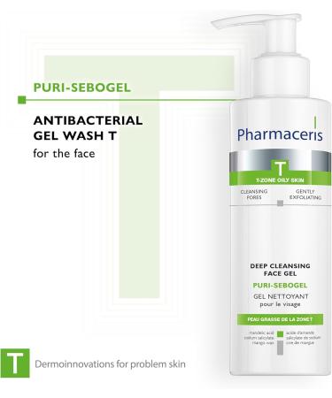 Pharmaceris T Puri-Sebogel Antibacterial Face Wash Gel Deep Cleansing Gel for Acne Skin Unclogs Pores Mild Cleansing Ingredients - 190 ml - Buy Online on GoSupps.com