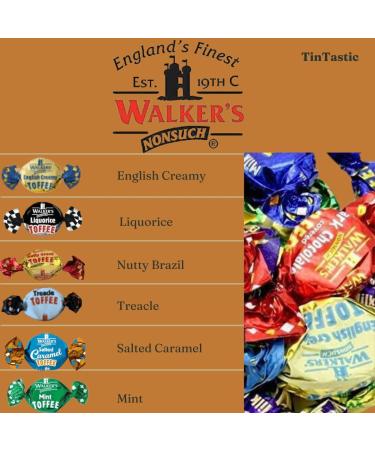 Walkers Liquorice Toffee Sweets 200g Bundle with TinTastic Silver Refillable Window Lid Tin Individually Wrapped and Gluten-Free Creamy Treat for Home Desk or Travel - Buy Online on GoSupps.com