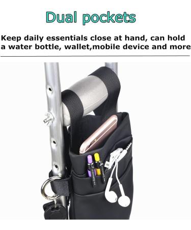 Universal Crutch Bag - Black PU Leather Crutch Carryon Pouch - Buy Online on GoSupps.com