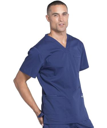 Cherokee Men's Workwear Professionals V-Neck Scrub Top - Navy, Size Medium | WW695 - Buy Online on GoSupps.com
