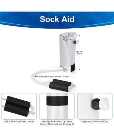 Supregear Sock Aid Kit with Shoe Helper & Long Shoe Horn - Easy on Easy Off White - Adjustable Cords - for Women Men Elderly Pregnant - Buy Online on GoSupps.com