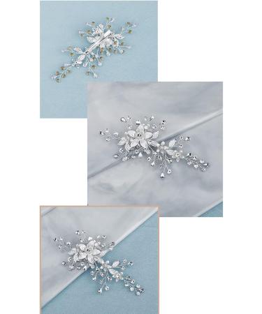 BSLVWG Flower Bride Wedding Hair Comb Slides Silver Crystal Hair Piece Bridal Hair Accessories for Women and Girls - Buy Online on GoSupps.com