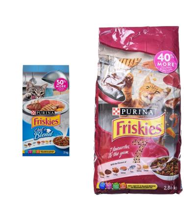 Friskies Chef's Blend Dry Cat Food - 3 kg Bag & 7 Dry Cat Food - 2.86 kg Bag Cat Food + Chicken & Seafood