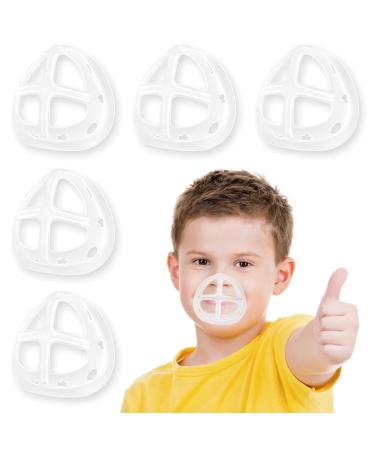 Silicone Mask Bracket for Kid - Small Size Face Bracket for Cloth Mask - 3D Mask Inner Support Frame Breathing Insert for Child (5 Pcs, Clear)