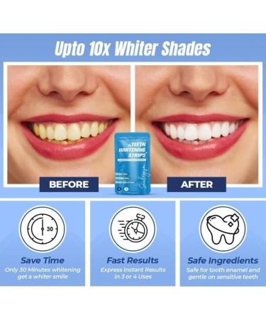 Teeth Whitening Strips - Enamel-Safe Dental Kit for Brighter Smile - 42 Fast Stain Remover Strips - Vegan & Non-Alcoholic - Buy Online on GoSupps.com