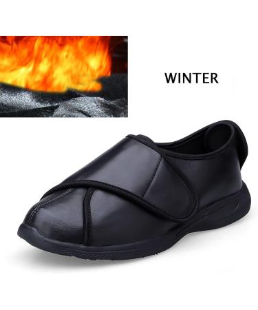 Men's Wide Diabetic Edema Shoes - Extra Wide Width Walking Sneakers for Elderly with Swollen Feet - Black, 44 Plus Fleece - Buy Online on GoSupps.com