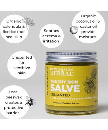 Ora's Amazing Herbal Touchy Skin Salve 4 oz - Eczema Treatment for Kids and Adults with Calendula, Coconut Oil - Itch Relief Cream for Dermatitis, Dry Hands - Natural Hand Mask Balm and Ointment - Buy Online on GoSupps.com