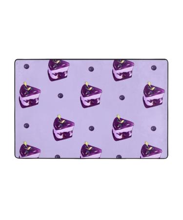 Flannel Carpet Blueberry Cake Pattern 60 x 39 in Non-Slip Durable Suitable for Living Room and Office Bedroom
