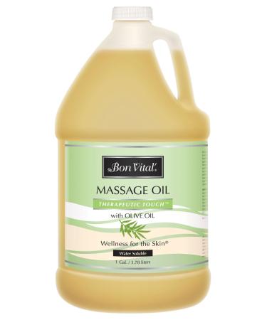 Bon Vital' Therapeutic Touch Massage Oil with Olive Oil to Repair Dry Skin & Soothe Sore Muscles Lightweight Oil Perfect for Any Massage to Hydrate and Nourish Dry Rough Skin 1 Gal Label may Vary 1 Ounce (Pack of 1)