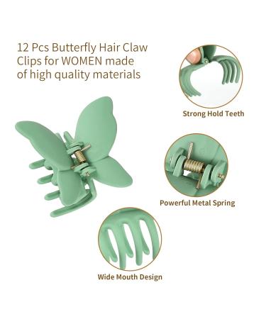 12 PCS Butterfly Claw Clips - Non Slip Matte Hair Clamps for Women & Girls - Strong Hold Hair Jaw Clips - Hair Accessories for Thick & Thin Hair (Mixed Color Pack) - Buy Online on GoSupps.com