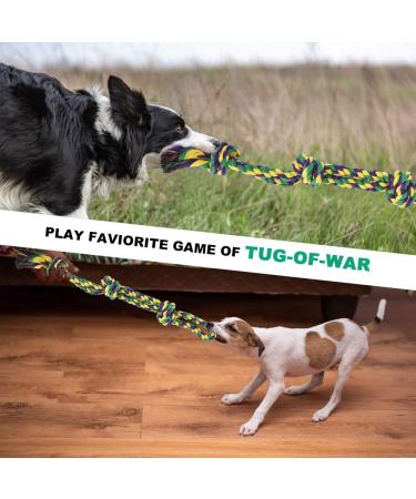 Rio Direct Dog Toy Rope for Large Dogs - 70cm/27.56in XL Tug Toy with 3 Knots & Ball - Perfect Christmas Gift for Medium & Large Dogs - Durable Biting & Brushing Toy - Buy Online on GoSupps.com