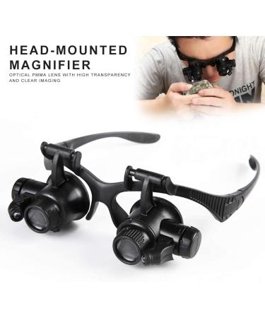 LED Head-Mounted Magnifying 10X 15X 20X 25X Eye Watch Repair Magnifier Glasses with 2 LED Lights (Color : Black) (Black) Full of Stars - Buy Online on GoSupps.com