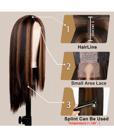 28 Inch Long Straight Highlights Wig for Black Women - Brown Mixed Blonde Synthetic Hair - Heat Resistant Fibre - Ideal for Daily & Party Use - Buy Online on GoSupps.com