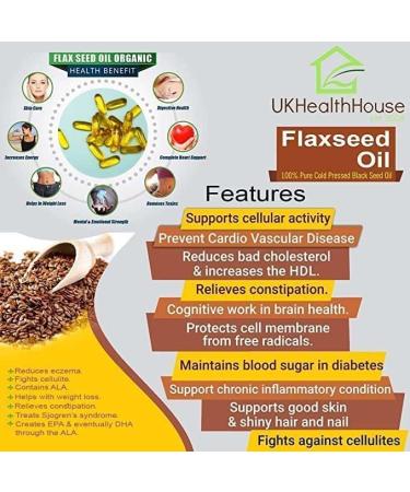 High Strength Flaxseed Oil Capsules 1000mg x 360 Softgels - Cold Pressed, High Omega 3 6 9, Linoleic & Oleic Acid - Essential Fatty Acids - Buy Online on GoSupps.com