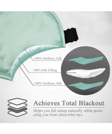 Mulberry Silk Sleep Mask - Adjustable Straps, Ultra-Soft, Mint Green - Buy Online on GoSupps.com