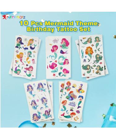 Mermaid Tattoos for Kids - 10Pcs Temporary Birthday Party Props | Girls Mermaid Party Favors - Buy Online on GoSupps.com