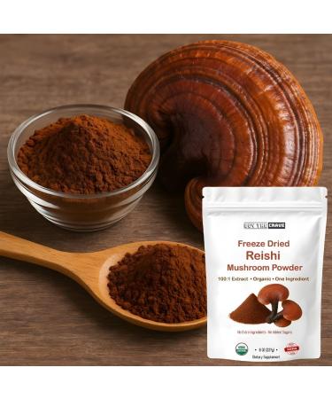 BUY THE CRAVE Freeze-Dried Reishi Mushroom Extract Powder 100:1 Concentrate 8 Ounces (227g) 454 Servings Wild-Harvested Fruit Body Dual-Phase Extraction Vegan Non-GMO Gluten-Free - Buy Online on GoSupps.com