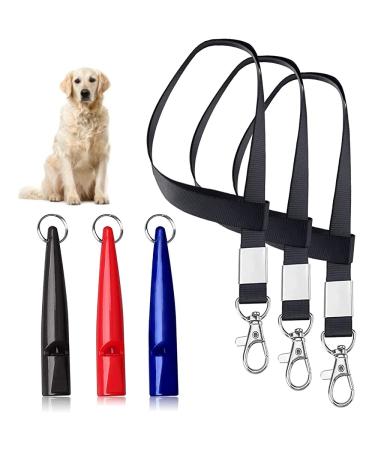 VHIMASA 3PCS Dog Whistle With Lanyard Plastic Dog Training Whistle High Pitch Dog Whistles for Recall Bark Control Multicolor