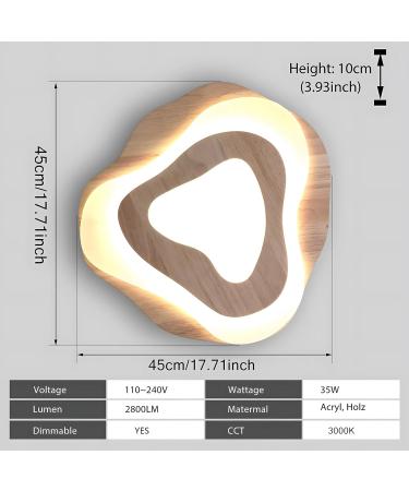 Wayluoung Dimmable LED Cloud Lamp | Modern 40cm Wood & Acrylic | 36W 3300LM | 3000K-6000K Remote Control | Perfect for Living Room Children's Room Kitchen & Home Office - Buy Online on GoSupps.com