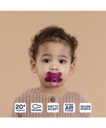 DIFRAX Baby Pacifier 18-36 Months - Natural Cherry Shape Silicone BPA-Free 4-Pack Wild Blackberry & Cinnamon Glow in the Dark - Optimal Air Supply & Acceptance - Buy Online on GoSupps.com