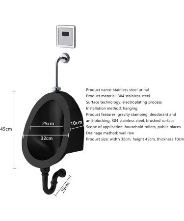 Household Items Men's Urinal Trough Commercial Washout Urinal Intelligent Touchless Stainless Steel Urinal Black Bathroom Wall Mounted Urinal Toilet Accessory for Home - Buy Online on GoSupps.com