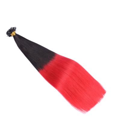 Premium Keratin Bonding Hair Extensions - #1B/Red Ombre - 40cm U-Tip - 100 Strands - 100% Remy Hair - Novon Hair Extensions - Buy Online on GoSupps.com