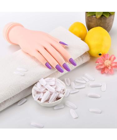Nail Art Training Practice Hand with 500 White False Nails | Bendable Silicone Fake Hand for Display - Buy Online on GoSupps.com