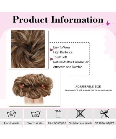 Buy Messy Bun Hair Extensions with Rubber Band - Large Synthetic Ponytail Hair Parts (12h24# Light Gold Brown & Pale Gold Blonde) - Buy Online on GoSupps.com