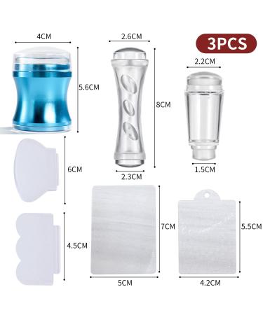 Shop Luvadeyo 3-Piece Nail Art Stamper Set - Double-End Silicone Jelly Nail Stamping Tools for DIY Manicure - Transparent & Blue - Buy Online on GoSupps.com