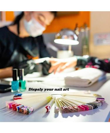 100 PC Hedmedum False Nail Art Tips Display Sticks with Metal Split Ring - White Color Swatch Sticks for Salon & Gel Polish Practice - Buy Online on GoSupps.com