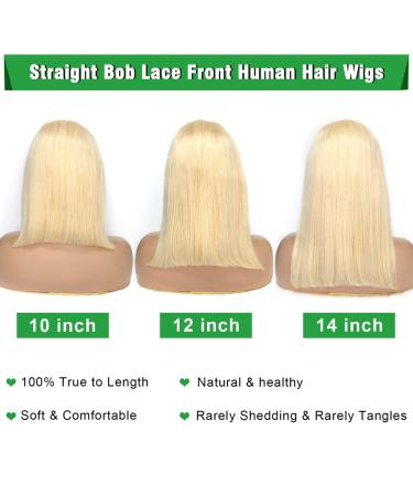 Meddale 613 Blonde Bob Wig Human Hair 13x4 HD Transparent 180% Density Pre Plucked Lace Front Wig for Women - 10 Inch - Buy Online on GoSupps.com