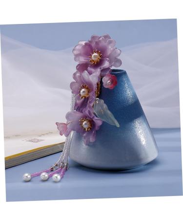 minkissy Classic flower edge clip TASSEL HAIR PIN chinese archaistic chain hair clip purple tiara CHINESE TASSEL HAIR CLIP girls hair accessories hair clips bride Acrylic Hair piece wedding - Buy Online on GoSupps.com