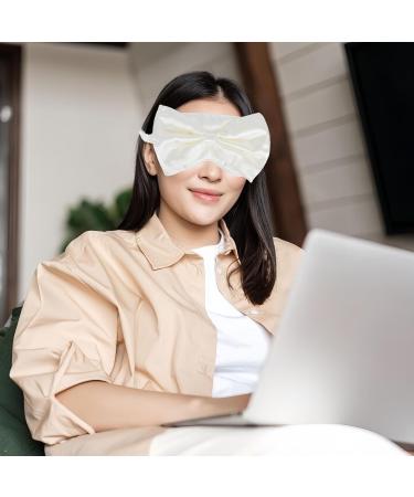 SHIDOW Silk Sleep Eye Mask with Bow - Reusable Comfortable Sleep Mask for Women & Girls - Perfect for Travel & Naps (Milky White - Buy Online on GoSupps.com