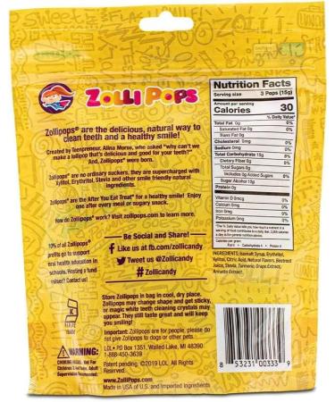 Zollipops Clean Teeth Pops Dental Health Lollipops 30 Count Zero Sugar Pineapple Flavor Vegan & Gluten Free Pack of 2 - Buy Online on GoSupps.com