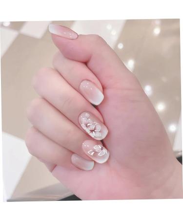 False Nails 24 PCS Press On Nails Short Floral Gradient Short Fake Nails Full Cover Short Nails Glue On Reusable Fake Press On Nails Decorative Short Press On Nails Square for Women Girls - Buy Online on GoSupps.com