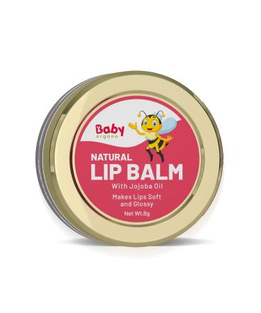 Natural Lip Balm Strawberry Flavor Dry Chapped Lips Nourish & Protects Infused with Yashti Ghrit for Kids - 8gm