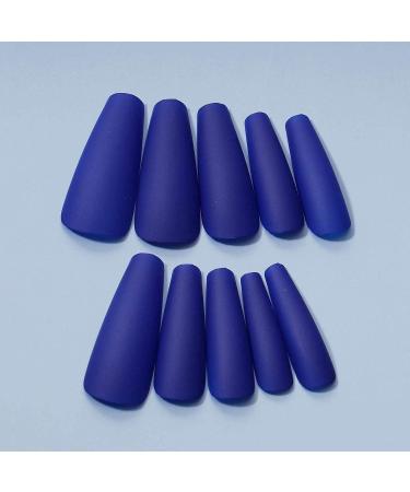 Yheakne Blue Coffin Ballerina Artificial Fingernails - Matte French Design for Women & Girls | 24 Luxury Punk Nails - Buy Online on GoSupps.com