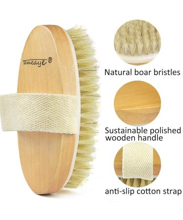 Natural Bristle Dry Brush for Skin Massage and Exfoliation | Lymphatic Drainage and Cellulite Removal | Body Scrubber for Back, Underarms, Legs, and Feet - Buy Online on GoSupps.com