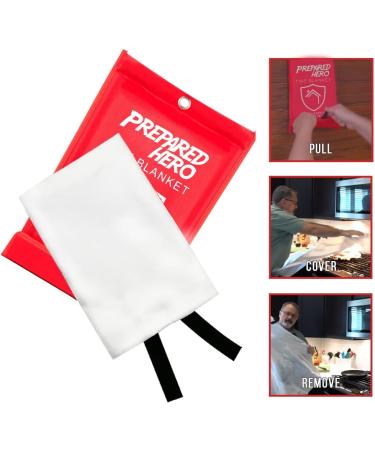 Prepared Hero 40 x 40 Emergency Fire Blanket 4 Pack + Hooks | Fiberglass Kitchen Fire Suppression Blanket for Home - Buy Online on GoSupps.com