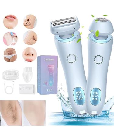 Duskofficial Razor The Glide Pro 3.0 Razor 2 in 1 Waterproof Electric Razor for Women Livora Electric Shaver for Women Wet Dry Use for Face Chin Body Arm Leg Armpit Bikini Trimmer(Blue)