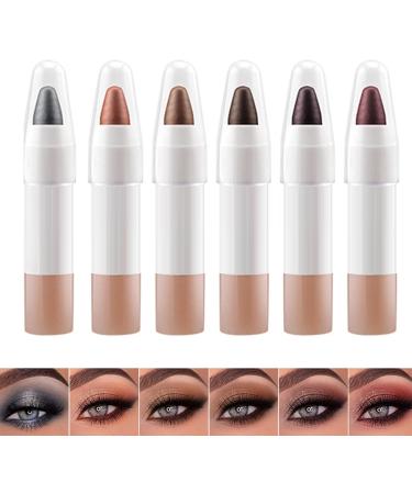 6pcs Eyeshadow Stick Set Multicolour Glitter Eyeshadow Creamy Eye Makeup Pencil Long lasting high pigmented Brightener highlights the gloss pen ideal for under eyes lips women unisex tr - Buy Online on GoSupps.com
