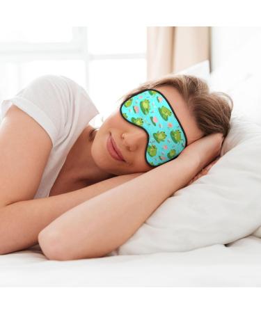 Cute Frogs & Lotus Plants Sleep Mask | Adjustable Travel Eye Mask | Comfortable Sleeping Eye Covers for International Shipping - Buy Online on GoSupps.com