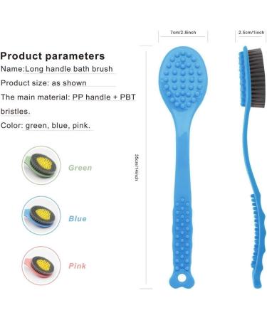 QiCheng&LYS Long Wooden Handle Body Brush for Easy Back Cleaning - 14in - Blue and Pink - Buy Online on GoSupps.com