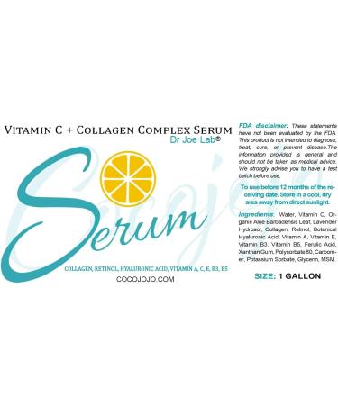 Dr Joe Lab Vitamin C & Collagen Complex Serum Bulk - Face Skin Ultra Hydrating Rejuvenating Instant Moisturizer - COCOJOJO (128 oz/ 1 gallon) 128 Fl Oz (Pack of 1) - Buy Online on GoSupps.com