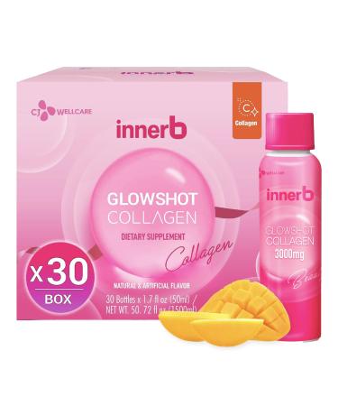 CJwellcare Innerb Glowshot Collagen (50.7 fl oz 30 Servings) - Marine Liquid Collagen for Women 3 000mg Collagen Peptides Collagen Shots for High Absorption Hair Skin & Nails Supplement Daily Pack (Pack of 30)